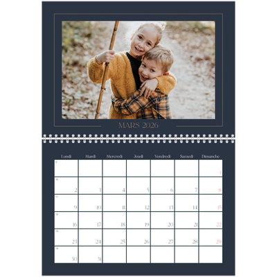 Calendrier photo A4 double (30 x 40 cm) — Bleu de Prusse [Mars]