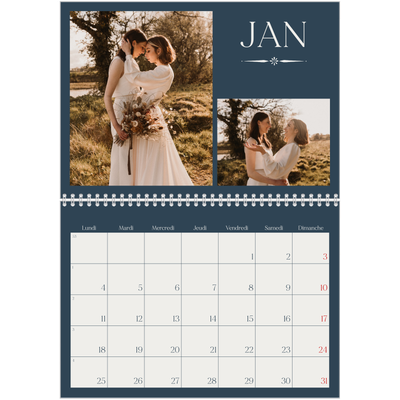 Calendrier photo A4 double (30 x 40 cm) — Ardoise et sérifs [Janvier]