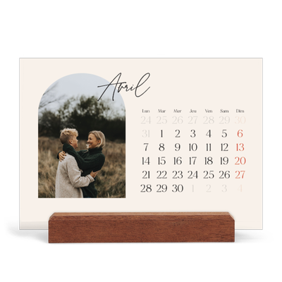 Calendrier de bureau support bois - paysage   — Arche de souvenirs [Avril]