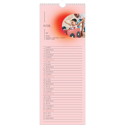 Calendrier mural long  — Dégradé astrologique [Avril]