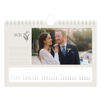 Calendrier photo A5 — Initiales fleuries [Avril]