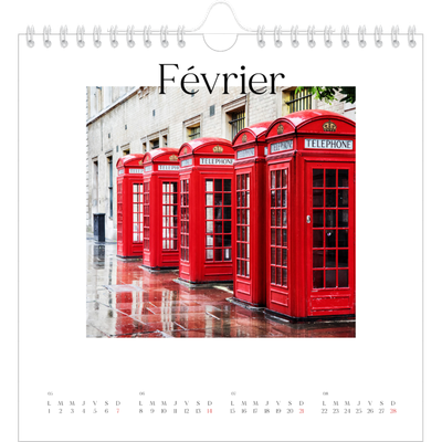 Calendriers annuels carré — Mon carnet de voyage [Février]
