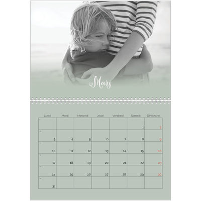 Calendrier photo A4 double (30 x 40 cm) — Fondu argile [Mars]