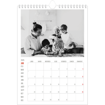 Calendrier photo A4 — Accent rouge