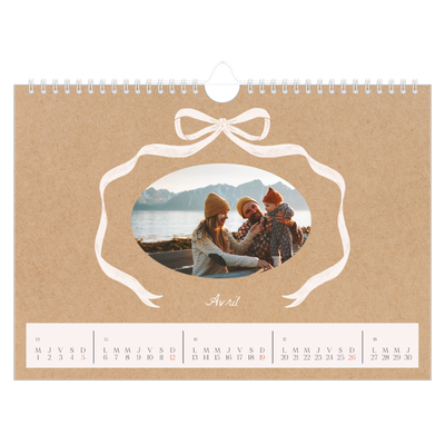 Calendrier photo A4 — Kraft et nœud [Avril]