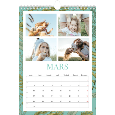 Calendrier photo A4 (20 x 30 cm) — Papier peint floral [Mars]