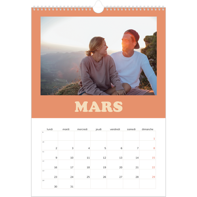 A3 Calendrier annuel — Cadres rétro [Mars]