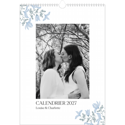 A3 Calendrier annuel — Romance en bleu et blanc [couverture]
