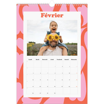 A3 Calendrier annuel — Jeu de motifs [Février]