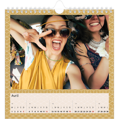 Calendriers annuels carré — Céleste dorée [Avril]