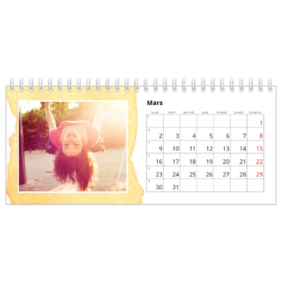 Calendrier de bureau — Effet aquarelle [Mars]