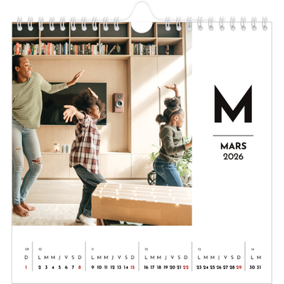 Calendriers annuels carré — Projecteur sur les lettres [Mars]