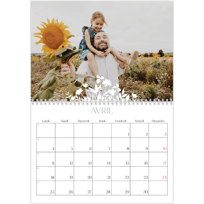 Calendrier photo A4 double (30 x 40 cm) — Invitation champêtre [Avril]
