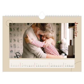 Calendrier photo A4 — Texte asymétrique
