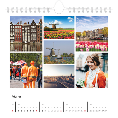 Calendriers annuels carré — Diaporama asymétrique [Février]