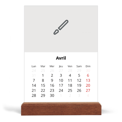 Calendrier de bureau support bois - portrait  — Créez votre produit [Avril]