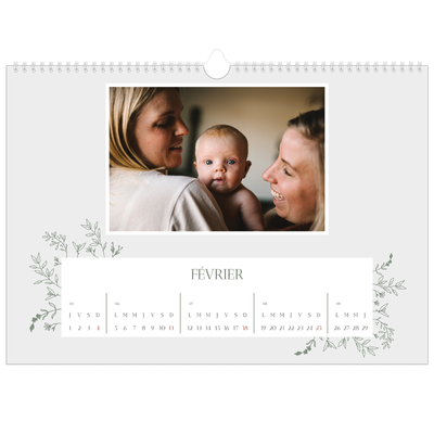 Calendrier photo A3 — Fleurs dessinées [Février]