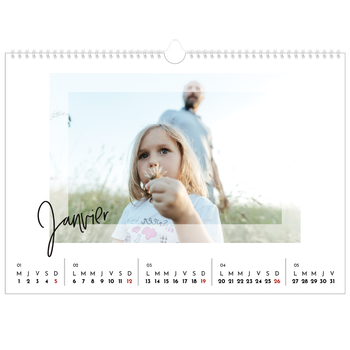 Calendrier photo A3 — Cadre clair