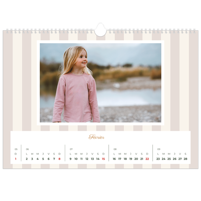 Calendrier photo A3 — Lettrages et rayures [Février]