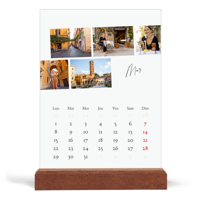 Calendrier de bureau support bois - portrait  — Escapade citadine [Mars]