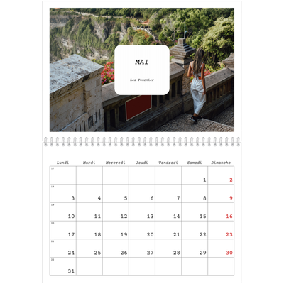 Calendrier photo A4 double (30 x 40 cm) — Toute l'histoire [Mai]