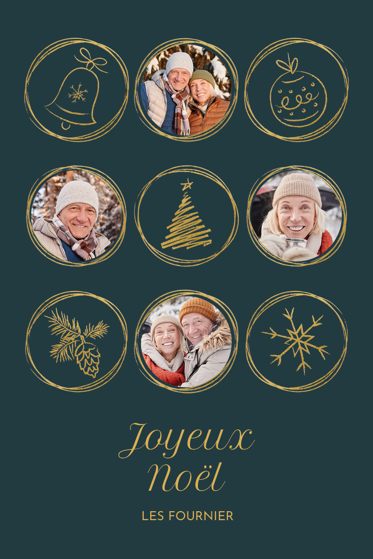 Faire-part & Cartes — Boules de Noël - fond vert