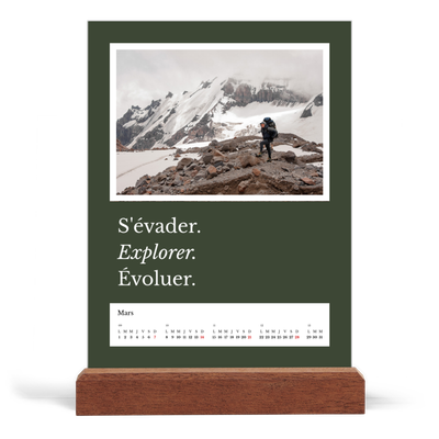 Calendrier de bureau support bois - portrait  — Terre éditoriale [Mars]