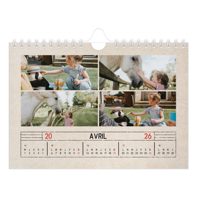 Calendrier photo A5 — Craft effet tampon [Avril]