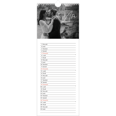Calendrier mural long  — Écriture élégante [Avril]