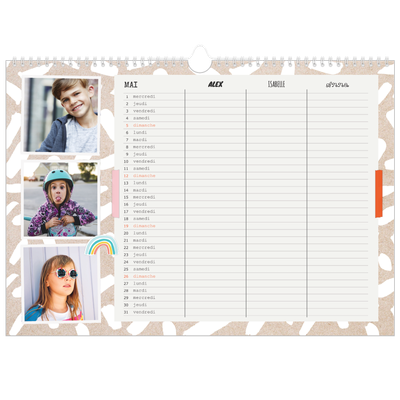 Calendrier photo A3 — Agenda rustique - Famille de 3 [couverture]