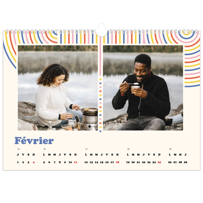 Calendrier photo A3 — Rayures rétros [Février]