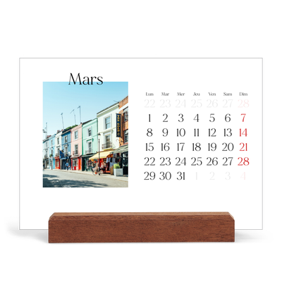 Calendrier de bureau support bois - paysage   — Mon carnet de voyage [Mars]