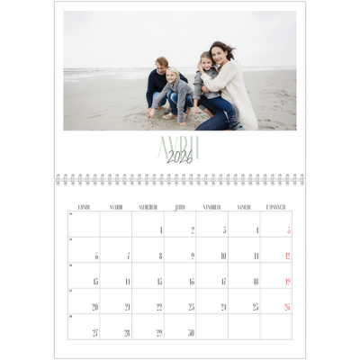 Calendrier photo A4 double (30 x 40 cm) — Mix de typographies [Avril]