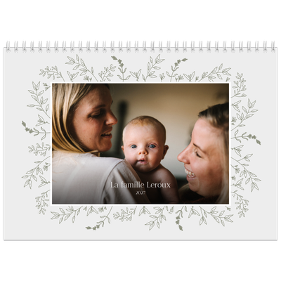 Calendrier photo A4 double (30 x 40 cm) — Fleurs dessinées [couverture]