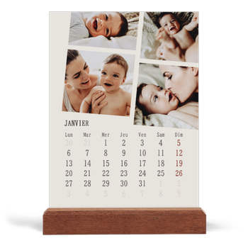 Calendrier de bureau support bois - portrait — Souvenirs en mouvement
