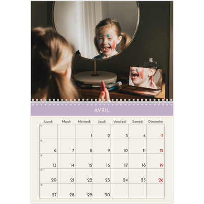 Calendrier photo A4 double (30 x 40 cm) — Chapitres pastel [Avril]