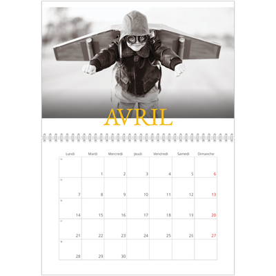 Calendrier photo A4 double (30 x 40 cm) — Style héritage [Avril]