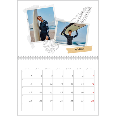Calendrier photo A4 double (30 x 40 cm) — Esprit scrapbook [Février]