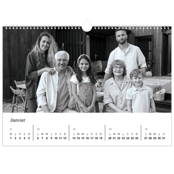 Calendrier photo A3 — Noir et blanc élégant