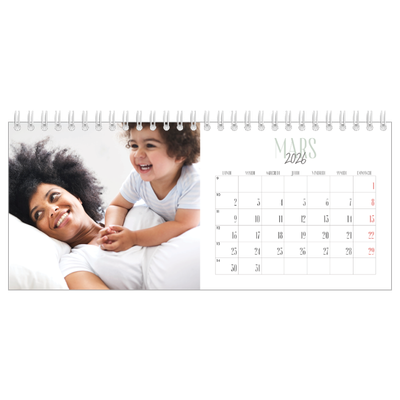 Calendrier de bureau — Mix de typographies [Mars]