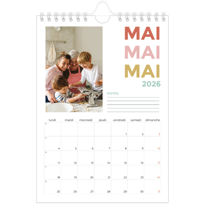 Calendrier photo A5 — Lettrage coloré [couverture]
