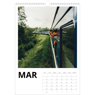 A3 Calendrier annuel — Espace blanc [Mars]