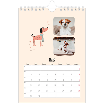 Calendrier photo A5 — Pattes de chien et gribouillis [Mars]