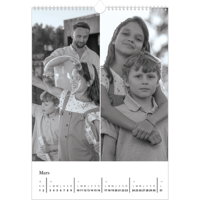 A3 Calendrier annuel — Noir et blanc élégant [Mars]