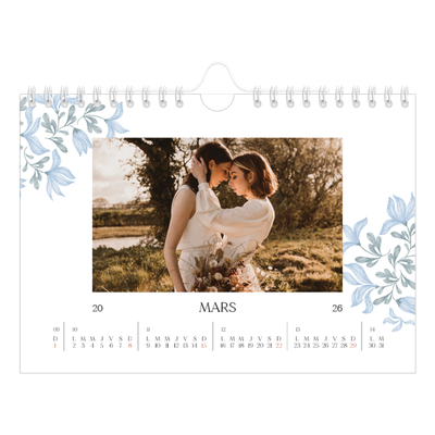 Calendrier photo A5 — Romance en bleu et blanc [Mars]