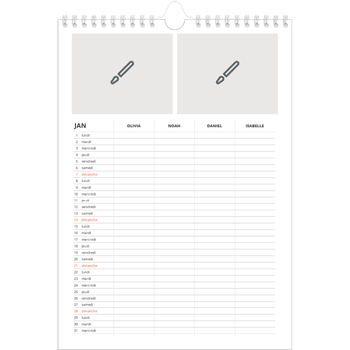 Calendrier photo A4 — Créez votre produit - Famille de 4