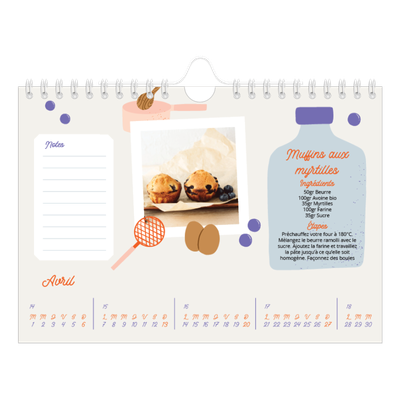 Calendrier photo A5 — Une année de recettes [Avril]