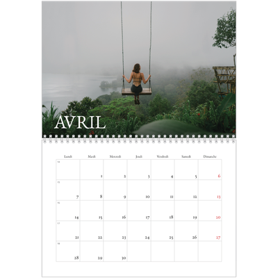 Calendrier photo A4 double (30 x 40 cm) — Superposition classique [Avril]