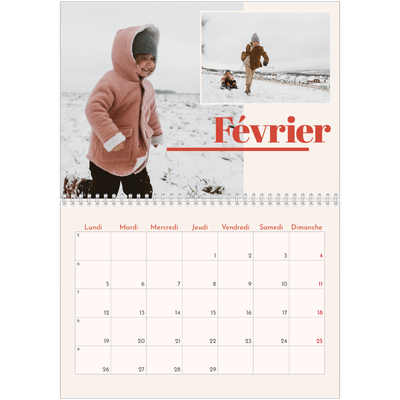 Calendrier photo A4 double (30 x 40 cm) — Inspiration 90 [Février]