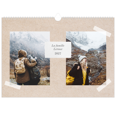 Calendrier photo A3 — Agenda kraft - Famille de 5 [couverture]